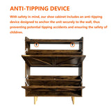 JOKOLO Shoe Cabinet Storage,Farmhouse Freestanding Organizer with 2 Flip Drawers and 4 Wooden feet,Narrow Shoe Rack Cabinet for Entryway,Rustic Brown JOKOLO