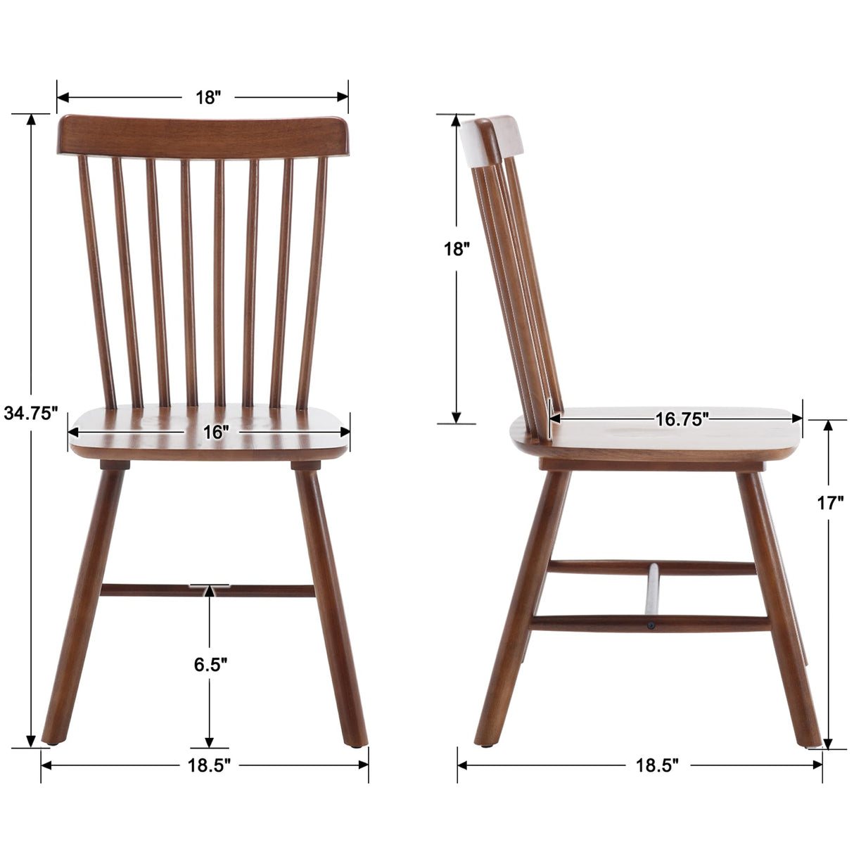 LZAREAL Farmhouse Dining Chairs Set of 2 Wooden Kitchen Chairs Mid Century Modern Spindle Chair French Country Windsor Dining Chairs for Dinning Room Kitchen Restaurant Bar Canteen Library, Walnut LZAREAL