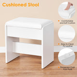 ANWBROAD 39.4" Makeup Vanity Desk with Glass Top & Power Outlet for Girls Women White Modern UBDT79W ANWBROAD