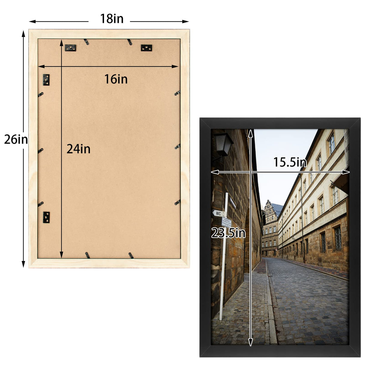 Golden State Art, 16x24 Solid Wood Black Picture Frame, Tempered Glass - Horizontal and Vertical for Wall Display - Great for Wedding Photos, Family Portraits, Posters, 1 Pack Golden State Art