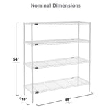 METRO Professional's Choice Commercial-Grade NSF Shelving Unit - Multipurpose Adjustable Wire Shelf for Home, Garage, Kitchen and More - 4 Shelves, 18" W x 48" L x 54" H - White METRO