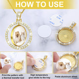 54 Pieces Rhinestone Bezel Pendant Trays Set Includes 9 Pieces Round Rhinestone Bezel Trays Double sided Blank Pendant Charm,9 Pieces Thick Chains with 18 Pieces Sublimation Aluminum Sheets and Glue MTLEE