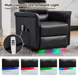 MANBUR Power Lift Recliner for Elderly with Vibration Massage and Lumbar Heat, Electric PU Leather Lift Chair, Adjustable Reclining Chair with Side Pockets,LED Light,USB Port for Small Space(Black) MANBUR