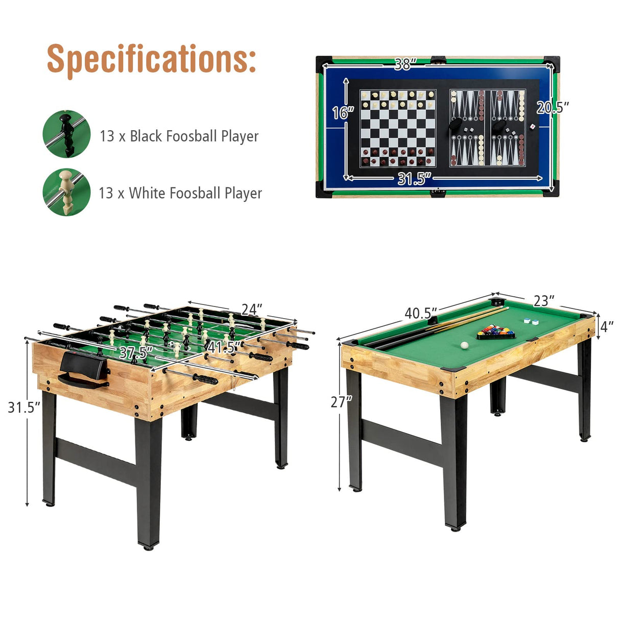 Goplus 10-in-1 Combination Multi Game Table Set, Adult Size Combo Game Table W/Foosball, Table Tennis, Pool, Air Hockey Table, Bowling, Chess, Checkers, Backgammon for Family Game Night Goplus