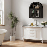 ChooChoo Modern Arched Wall Cabinet Bathroom Medicine Cabinet with Adjustable Shelf, Wall Mounted Cupboard Storage Organizer for Laundry Room, Dining Room, Living Room, Kitchen (Black) ChooChoo