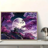 MaiMMaledy Paint by Numbers Kit 12Lx8W inch for Adults Beginners Canvas Pictures with Framed Drawing Painting Acrylic Pigment with Wooden Triangle Easel Moon MaiMMaledy