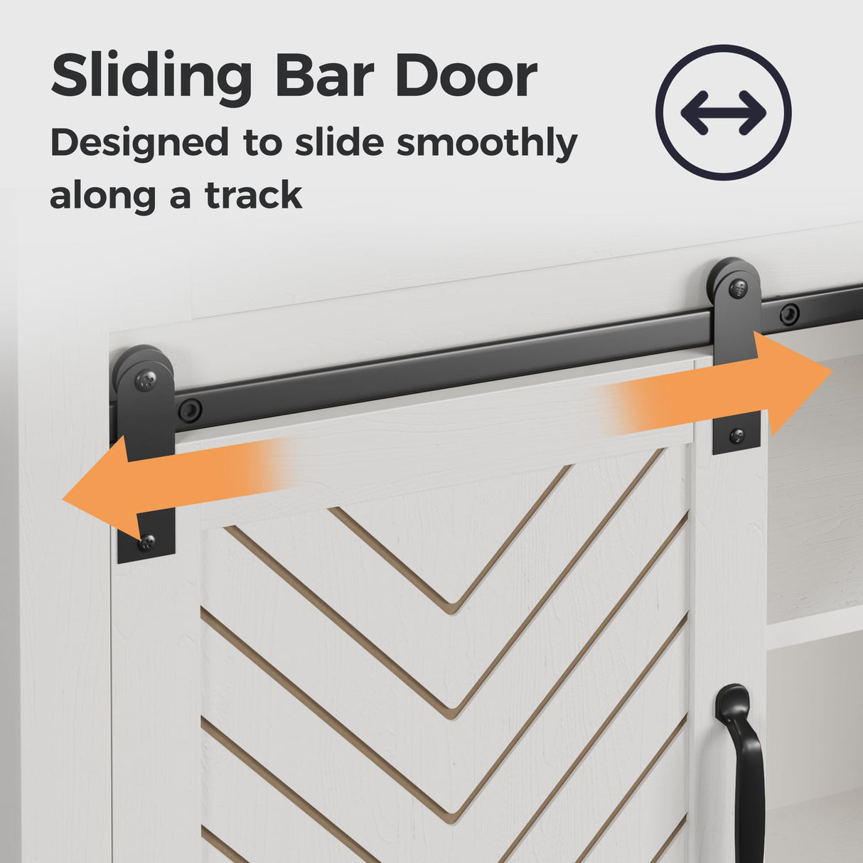 RoyalCraft 52'' Sideboard Buffet Cabinet with Storage, Farmhouse Coffee Wine Bar Cabinet with Drawers, Sliding Barn Door, Wine & Glass Rack, Console Table for Living Room, Kitchen, Wood-Tone White RoyalCraft