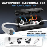Flemoon Medium Outdoor Electrical Box (11.5x5.2x4 inch), IP54 Waterproof Extension Cord Cover w/6 Cable Entry Ports, Weatherproof Connection Box for Power Strip, Timer, Plug, Holiday Lights, Black Flemoon