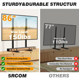 5Rcom Universal TV Stand, Large TV Legs for 37-86 Inch Flat Curved TVs with Cable Management, 6 Height Adjustment Table Top TV Mount Stand Up to 150lbs, Black 5Rcom