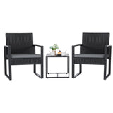 Flamaker 3 Pieces Patio Set Outdoor Wicker Furniture Modern Bistro Rattan Chair Conversation Sets with Coffee Table for Yard (Grey) Flamaker