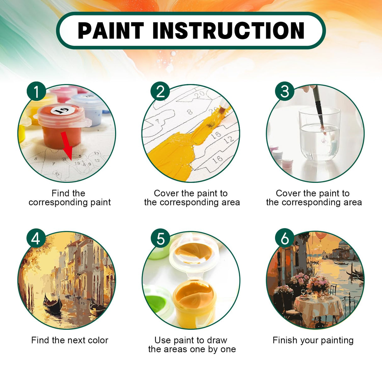 2 Pack Paint by Numbers Kit for Adults Beginner, Sunset Venice Adult Paint by Number Kits on Canvas, DIY Landscape Acrylic Number Painting for Adults for Home Wall Decor Gift 16x20 Inch Possoco