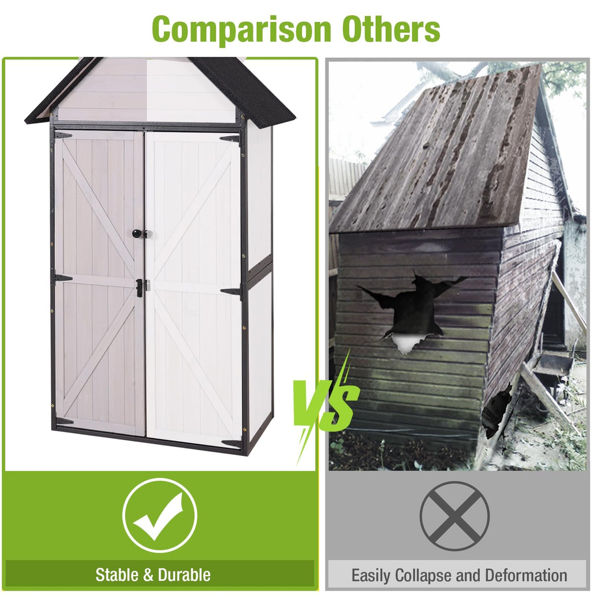 Sheds Outdoor Storage, Wooden Garden Shed with All Around Strong Metal Frame, Large Tool Shed with Floor and Adjustable Shelves, for Backyard Garden Patio Lawn(White) Joyqinchen