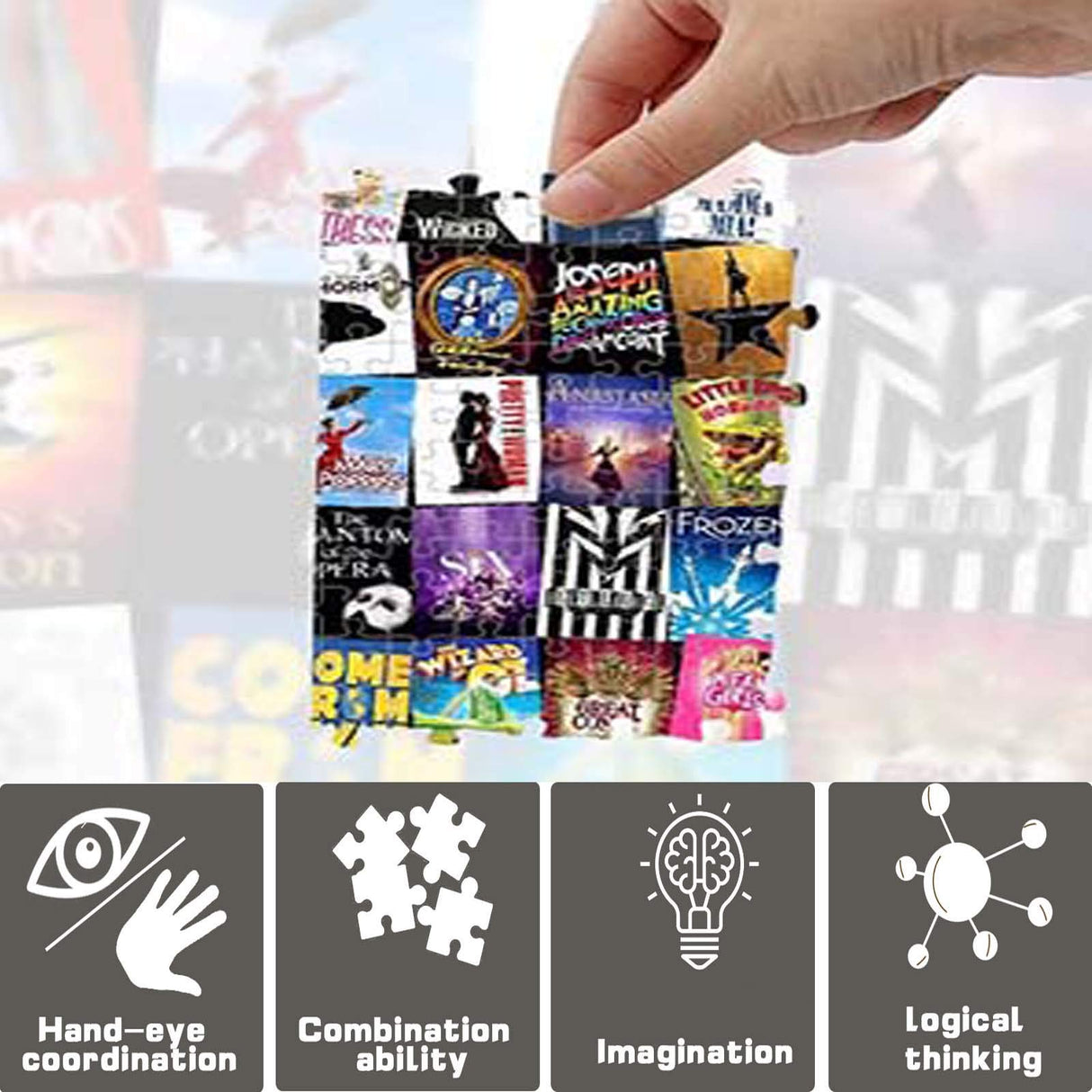 1000 Pieces of Jigsaw Puzzles Custom Broadway Musical Theater Jigsaw Puzzle for Adults and Teens Over 12 Years Old Large Size Ideal Relaxation Decompression Meditation Gift 27.6x19.7 Inches BAIMAN