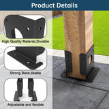 8 pcs Adjustable Wood Fence Pergola Post Base Brackets Fit 4x4 Post,Heavy Duty Black Post Anchor Base Brackets Support for Deck Railing Mailbox,Pergola Brackets Kit Linone