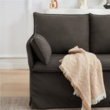 Sivoey Slipcovered Loveseat Sofa, 52" Small Couch with Throw Pillows, Single Seat Cushion, Easy Assembly, Modern Loveseat Sofa for Living Room, Office, Apartment, Small Space, Brown Sivoey