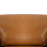Naomi Home Genuine Leather Sofa - Luxurious Comfort, Goose Feather Cushion Filling, Square Arm Design, Sturdy Block Legs, Elegant Tan - Ideal for Living Room, Office, or Bedroom Naomi Home
