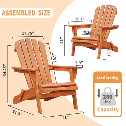 Wood Adirondack Chair Outdoor Chairs Patio Chairs Lawn Chair Wooden Patio Folding Chair for Outside Porch Chair Fire Pit Chairs for Garden Backyard Pool Balcony Patio Outdoor Furniture Patio Seating