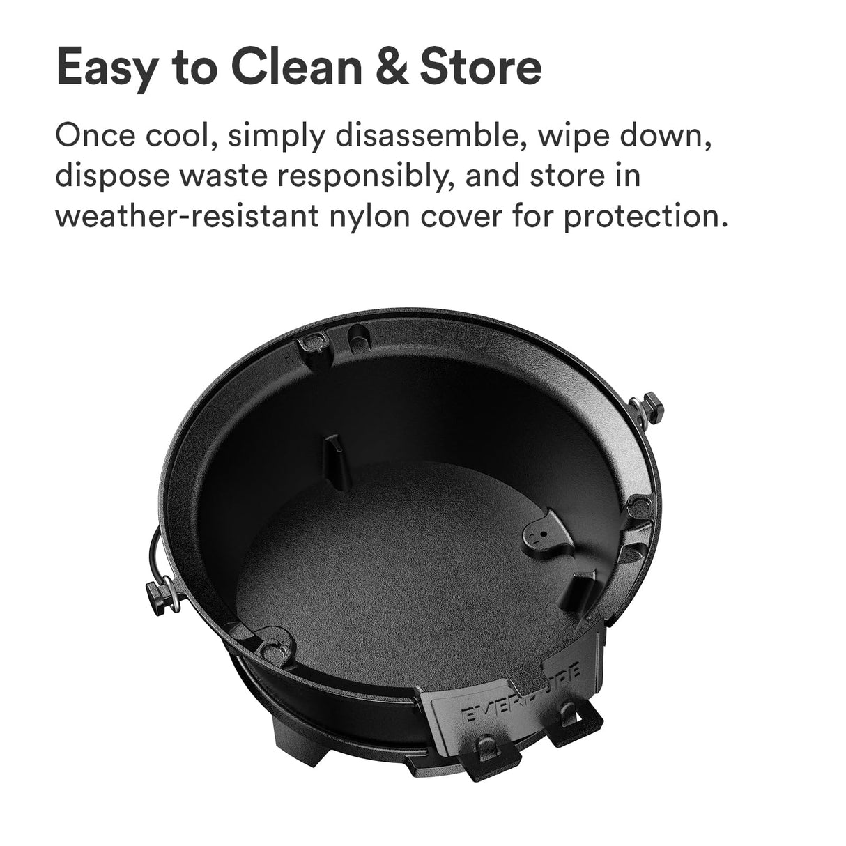 Everdure Round Cast Iron Grill & Cover – Outdoor, 2-In-1 Portable, Tabletop Grill and Griddle - 100% Cast Iron, Enameled, Durable, Small Charcoal Grill, Camping Stove or Hibachi Grill Everdure