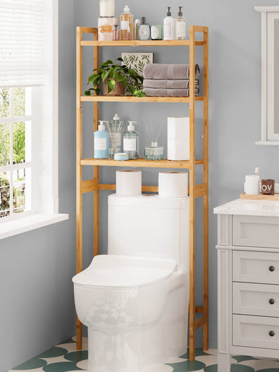 AMBIRD 3-Tier Bamboo Over-The-Toilet Storage Unit for Space-Saving Bathroom Organisation