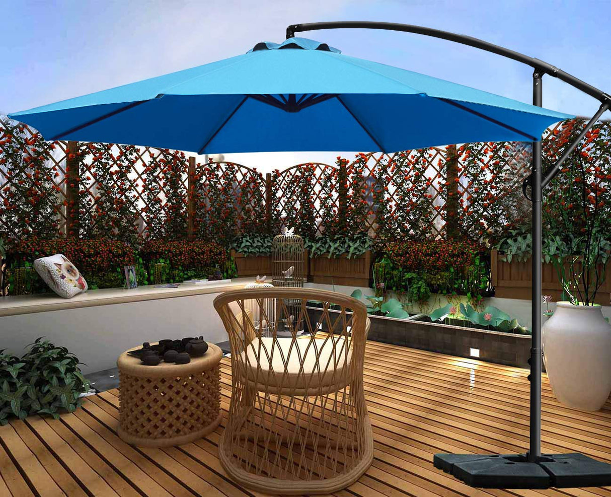 Sunnyglade 10Ft Outdoor Adjustable Offset Cantilever Hanging Patio Umbrella (Blue) Sunnyglade