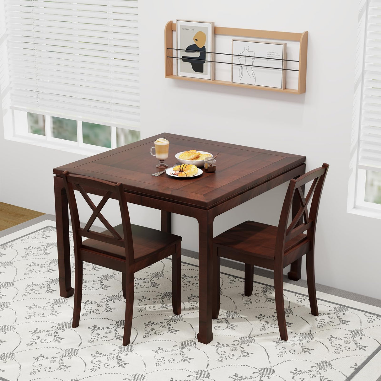 Giantex Wood Dining Chairs Set of 4, Armless Kitchen Chairs w/Rubber Wood Legs & Curved Backrest, Farmhouse Cross Back Diner Chairs, Wooden Side Chairs for Home Dining Room, Load 400 LBS, Brown Giantex