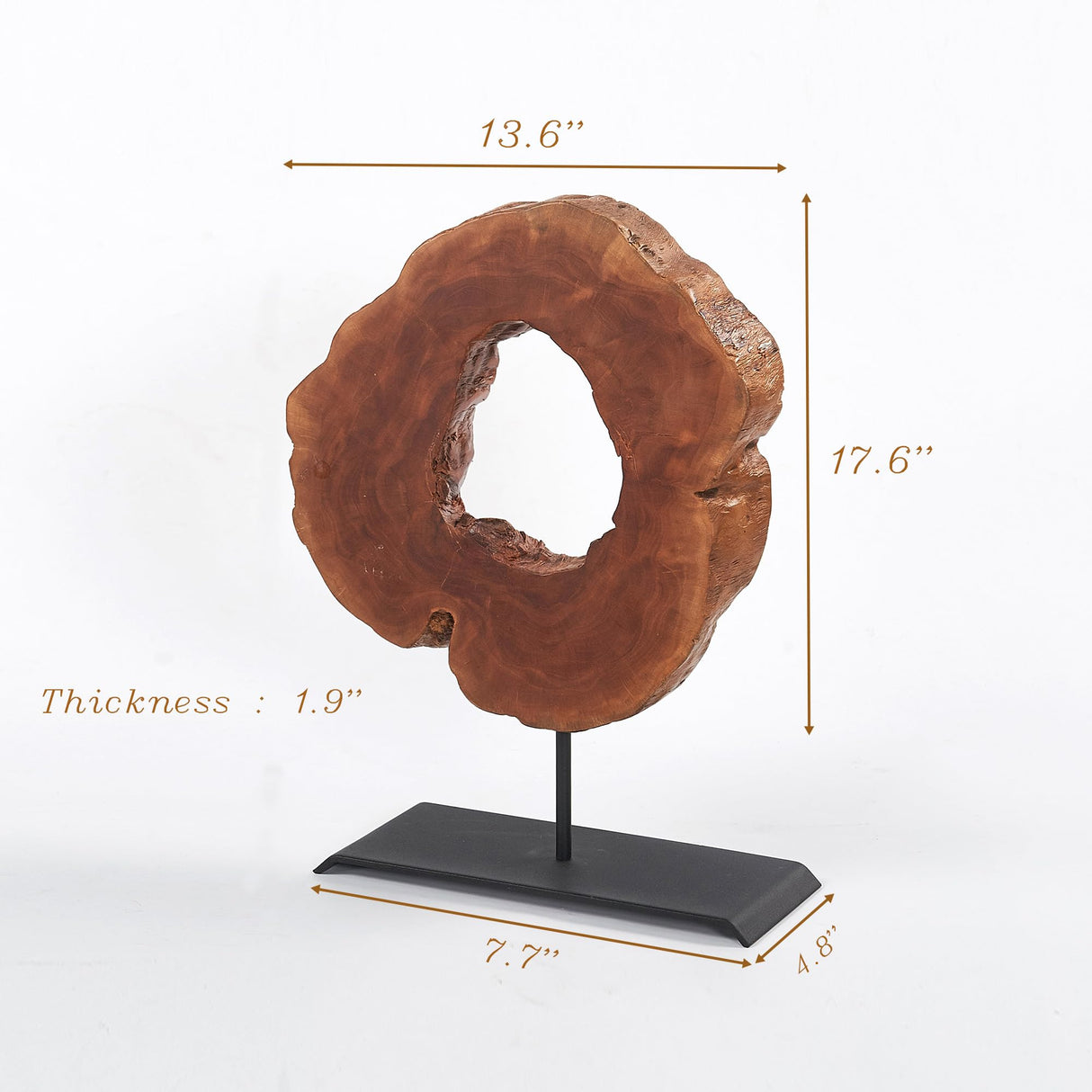 Warmaxx Wood Slice Statues on Stand Object 13.6" x 17.6" x 1.9" Handmade Solid Lychee Sculpture Tabletop Farmhouse Decoration Desk Decor for Home Living Room Office Warmaxx