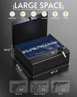 BE-TECH Gun Safe for Handgun, Large Capacity Biometric Pistol Safe with 99.9% Accuracy Fingerprint Quick Access - Ideal for Nightstand, Car, Bedside, Wall BE-TECH