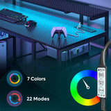 Bestier 55 inch Gaming Desk with Power Outlets & LED Lights, Computer Desk with Monitor Stand & Adjustable Shelves, Home Office Desk with Cup Holder & Hook, Black 3D Carbon Fiber Bestier