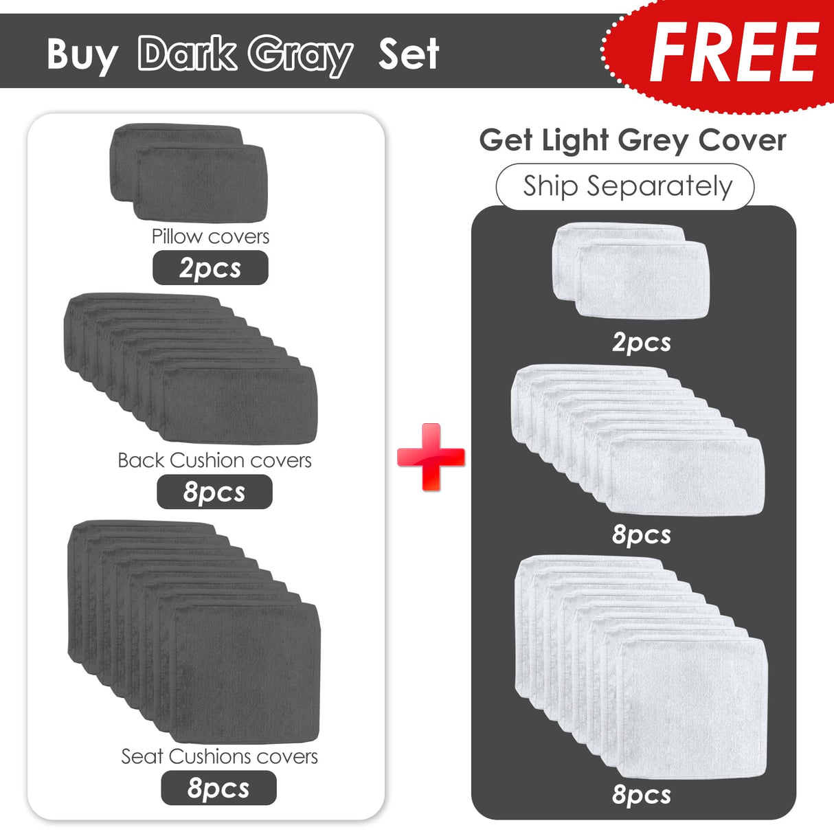 RADIATA 9 Pieces Aluminum Patio Furniture with Fire Pit Conversation Set with 29'' Large Depth Seat Outdoor Luxury Sofa Set (Dark Gray with White Aluminum) RADIATA