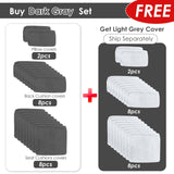 RADIATA 9 Pieces Aluminum Patio Furniture with Fire Pit Conversation Set with 29'' Large Depth Seat Outdoor Luxury Sofa Set (Dark Gray with White Aluminum) RADIATA