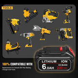 DASNITE 6.0Ah 20V Max Replacement for Dewalt 20V Max Battery Lithium Ion Compatible with Dewalt Batteries DCB200 DCB204 DCB206 DCB201 DCB203 DCD/DCF/DCG Series Cordless Power Tools(2-Pack) DASNITE