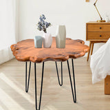 HOEGMST 27.5 Inch Live Edge Side Table, Wood Freeform Small End Table with Waterproof Surface, Rustic Accent Table Unique for Living Room, Bedroom, Home HOEGMST