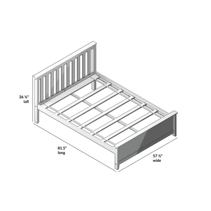 Max & Lily Full Size Solid Wood Bed Frame with Slatted Headboard – Easy Assembly, No Box Spring Needed, White - WoodArtSupply