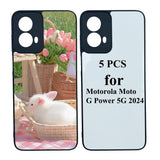 JUSTRY 5PCS Sublimation Blank Phone Case Bulk Covers Compatible with Motorola Moto G Power 5G 2024, Easy to Sublimate DIY 2 in 1 2D Case Soft Rubber Printable Sub Cover + Aluminum Insert Matte JUSTRY