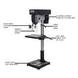 JET 22-Inch Step Pulley Floor Drill Press, 1-1/2 HP, 1Ph 115/230V (IDP-22) Jet