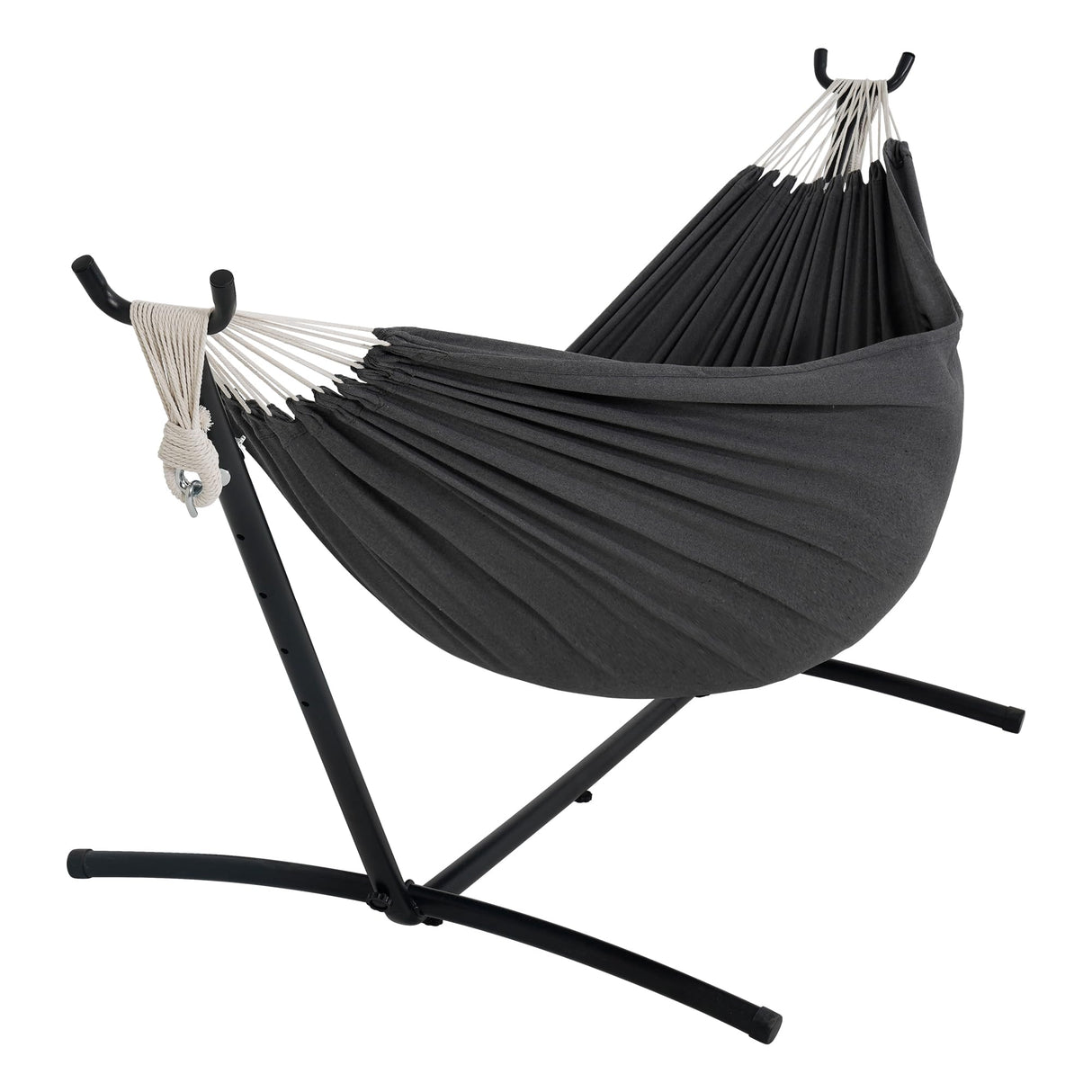 Lazy Daze Hammocks Double Hammock with 9ft Space-Saving Steel Stand Includes Portable Carrying Case, 450 Pounds Capacity (Dark Grey) Lazy Daze Hammocks