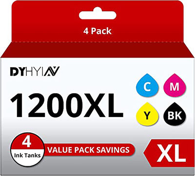 DYHYIN 1200XL Compatible Ink cartridges Replacement for Canon Maxify 1200 ink Use With PGI-1200 MB2720 MB2320 MB2020 MB2120 MB2350 Printer (Black, Cyan, Magenta, Yellow, 4 Pack)