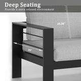 Kiss the Water Outdoor Patio Furniture Loveseat Sofa, All-Weather Metal Aluminum Patio Couch with 5" Thick and Soft Cushion and Wide Arm, Outdoor Couch for Balcony, Porch, Backyard Kiss the Water