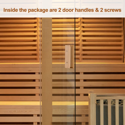 amocane Wooden Hemlock Sauna Door Handle 7.87" x 2.76" x 0.98" for Sauna Room or Any Door, Sauna Accessories for Infrared Steam Barrel Saunas with Screws