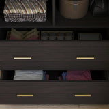 AIEGLE 2 Doors Wardrobe Armoire with Mirror, Mirrored Armoire Wardrobe Closet with 2 Drawers, Shelves & Hanging Rod, Bedroom Wooden Clothes Organizer, Dark Brown (31.5" W x 18.9" D x 72" H) AIEGLE