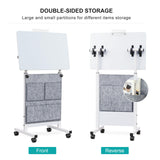 KOUPA Adjustable Height Standing Desk, Writable Tempered Glass Desktop with Eraser, 360° Flip, Wheels and Bag– Ideal for Small Spaces and Home Offices, 24 in, White(Adjustable Height: 32-47 in) KOUPA