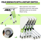 Folding Conference Table 6PCS, Modern Sector Shape Conference Room Table, Flip Top Mobile Training Table, Mobile Conference Tables with Silent Wheels, Meeting Room Table for Office Training HSHBDDM