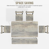 AWQM 6-Piece Dining Set, Modern Dining Table Set for 4-6,Kitchen Table Set with Chairs and Bench,Dining Room Table Set with Metal Frame & MDF Board, Table & Chairs Set for Small Space,Apartment,Grey AWQM