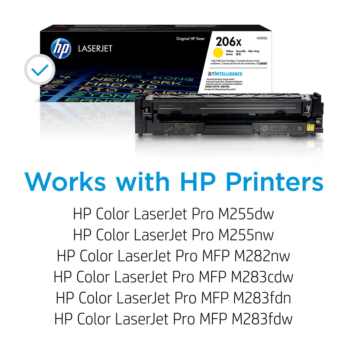 HP 206X Yellow High-yield Toner Cartridge | Works with HP Color LaserJet Pro M255, HP Color LaserJet Pro MFP M282, M283 Series | W2112X HP