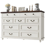 Jocoevol White 9 Drawer Dresser for Bedroom, 54" Wide Farmhouse Large Double Dressers & Chest of Drawers with Vintage Handle, Wooden Dresser TV Stand for Living Room, Hallway, White Jocoevol