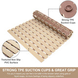 Yolife Non Slip Bath Mat Quick Drain Shower Floor Mat Colorful Bathtub Mat Slatted Duckboard Design with Suction Cups (C-Brown, 24.8 x 15.75 inches) Yolife