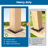 Muzata 10Pack 4"×4" Wood Post Plate Connector Deck Post Base Plate Wood Fence Deck Porch Railing Support Base Black WT08 Muzata