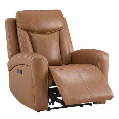 CHITA Genuine Leather Power Recliner Chair for Adults, Super Zero Gravity Recliner with Adjustable Power Headrest & USB/Type-C Ports, for Living Room, Bedroom & Home Theater, Saddle CHITA