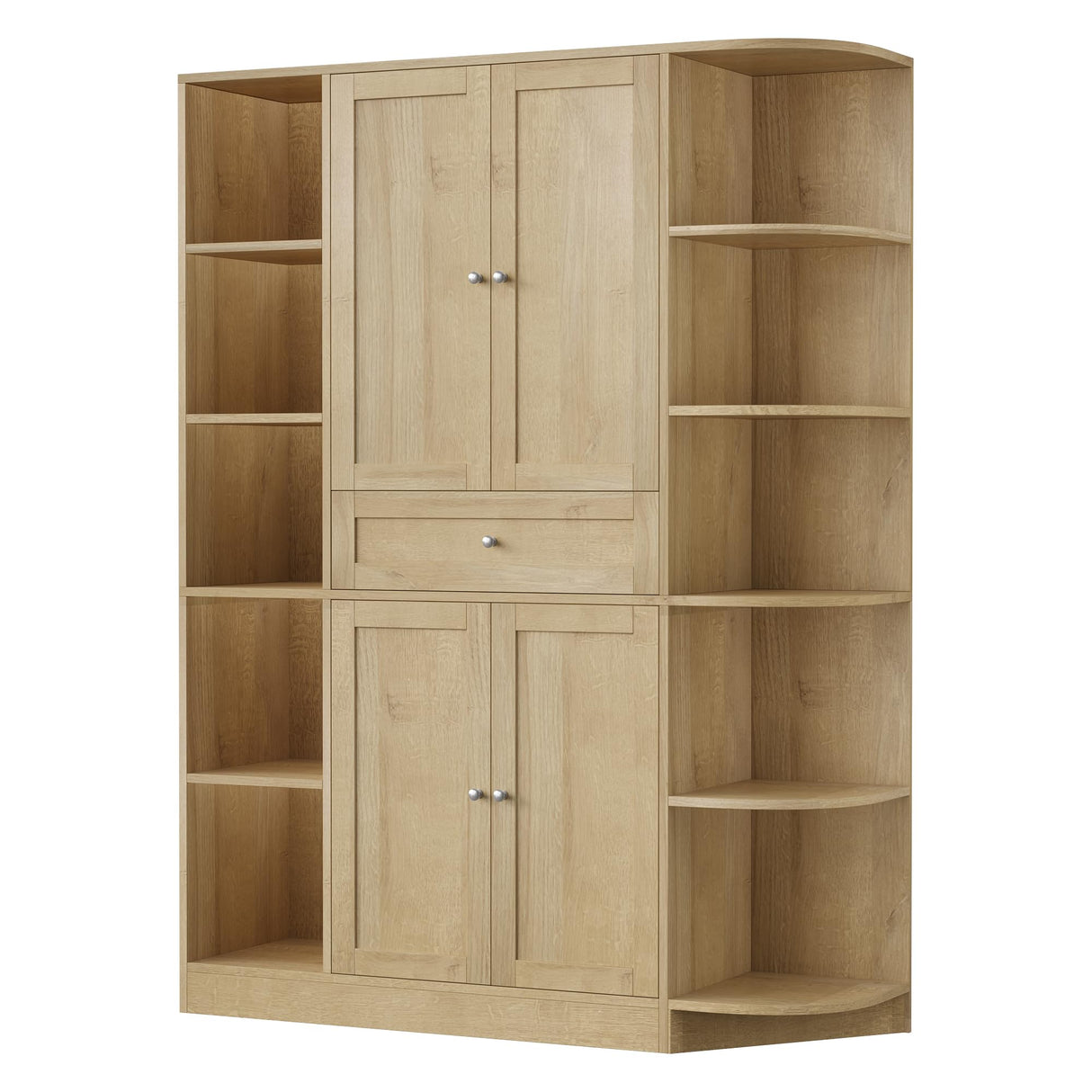 FACBOTALL 71" Tall Pantry Cabinet with Storage, 47'' Wide Freestanding Kitchen Cabinet with Doors & Shelves, Buffet Sideboard with Drawer, Cupboard for Kitchen, Dining Room, Utility Room, Light Oak FACBOTALL