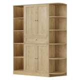 FACBOTALL 71" Tall Pantry Cabinet with Storage, 47'' Wide Freestanding Kitchen Cabinet with Doors & Shelves, Buffet Sideboard with Drawer, Cupboard for Kitchen, Dining Room, Utility Room, Light Oak FACBOTALL